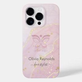 ミニマルモダンリスト大理石テクスチャオーバーレイピンク金ゴールド Case-Mate iPhone 14 PROケース