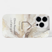 ミニマルモダンリスト大理石テクスチャオーバーレイロゴ Case-Mate iPhoneケース (裏面 (横))