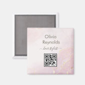 ミニマルモダンリスト大理石テクスチャピンク金ゴールド マグネット (正面/裏面)