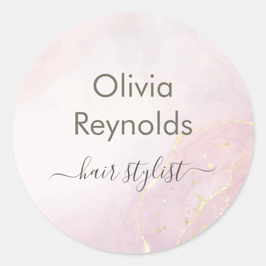 ミニマルモダンリスト大理石テクスチャピンク金ゴールド ラウンドシール (正面)