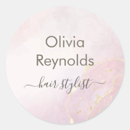 ミニマルモダンリスト大理石テクスチャピンク金ゴールド ラウンドシール