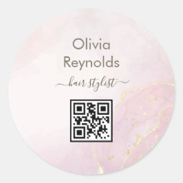 ミニマルモダンリスト大理石テクスチャピンク金ゴールド ラウンドシール