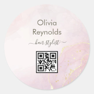 ミニマルモダンリスト大理石テクスチャピンク金ゴールド ラウンドシール