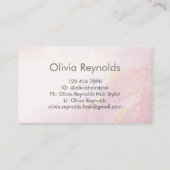 ミニマルモダンリスト大理石テクスチャピンク金ゴールド 名刺 (裏面)