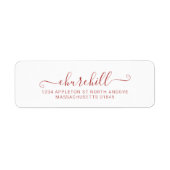 ミニマルモダンリスト姓スクリプト書道赤 ラベル (正面)