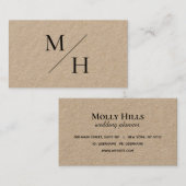 ミニマルモダンリスト対角イニシャルモノグラムクラフト 名刺 (正面/裏面)