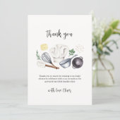 ミニマルモダンリスト小シェフ赤ちゃんシャワー サンキューカード (スタンド正面)