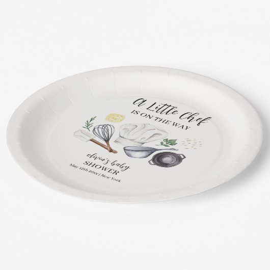 ミニマルモダンリスト小シェフ赤ちゃんシャワー ペーパープレート (アングル)