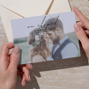 ミニマルモダンリスト我々はスクリプトの写真を駆け落とし結婚た 案内状