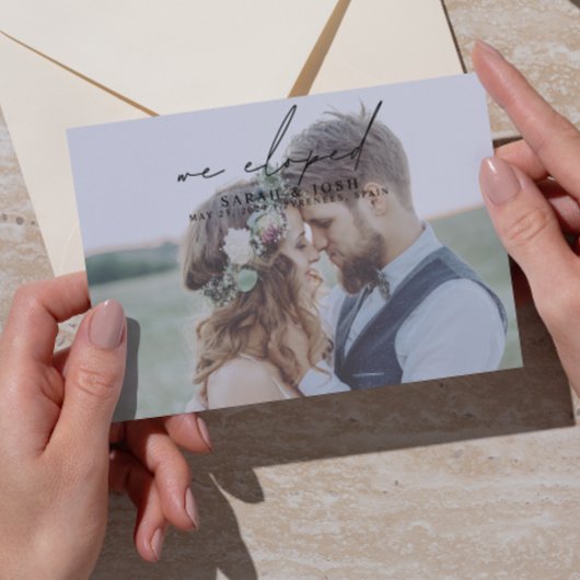 ミニマルモダンリスト我々はスクリプトの写真を駆け落とし結婚た 案内状