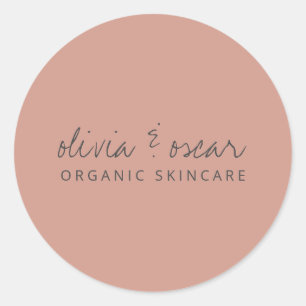 ミニマルモダンリスト手書きスクリプトほこりっぽいバラ ラウンドシール