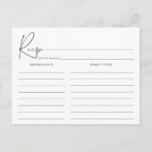 ミニマルモダンリスト手書きスクリプトレシピカード ポストカード (正面)