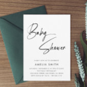 ミニマルモダンリスト手書きスクリプト白黒 招待状