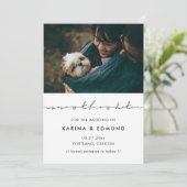 ミニマルモダンリスト手書き日付写真を保存 セーブザデート (スタンド正面)