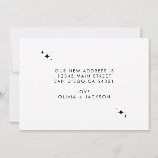 ミニマルモダンリスト新しいホーム手書きスクリプト 案内状 (裏面)