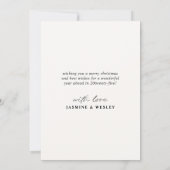 ミニマルモダンリスト新婚フォトクリスマス シーズンカード (裏面)