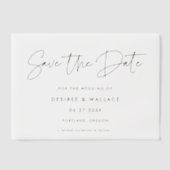 ミニマルモダンリスト日付の保存 ベラム紙招待状 (正面)