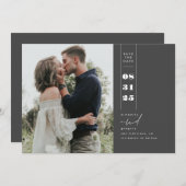 ミニマルモダンリスト日付の縦写真を保存 セーブザデート (正面/裏面)