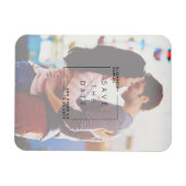 ミニマルモダンリスト日付を保存フォトホワイト マグネット (横)