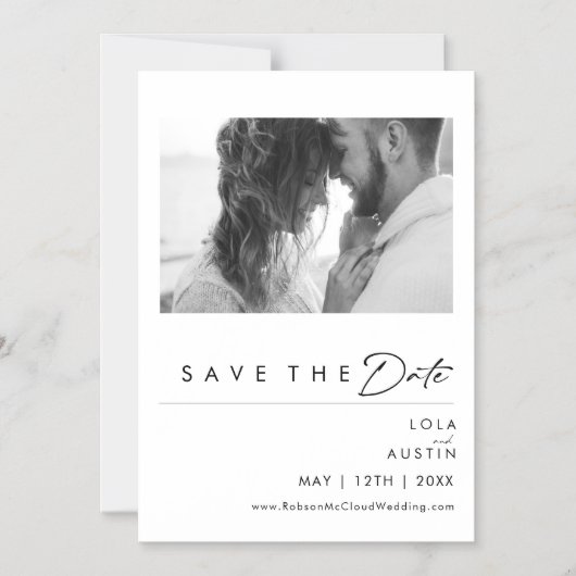 ミニマルモダンリスト日付磁石を保存 マグネット招待状 (正面)