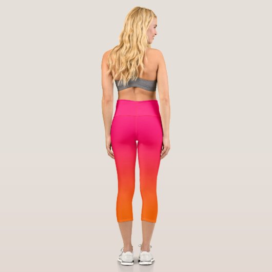 ミニマルモダンリスト明るいピンクとオレンジ色のグラデーション カプリレギンス (裏面)
