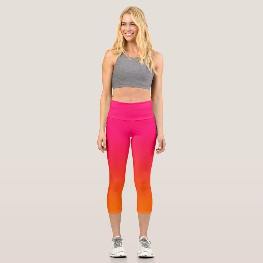 ミニマルモダンリスト明るいピンクとオレンジ色のグラデーション カプリレギンス (正面)