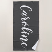 ミニマルモダンリスト書名白黒 ビーチタオル (正面)