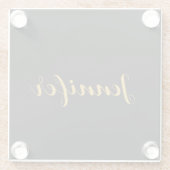 ミニマルモダンリスト書名黒金ゴールド ガラスコースター (裏面)