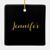 ミニマルモダンリスト書名黒金ゴールド セラミックオーナメント (裏面)