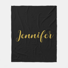 ミニマルモダンリスト書名黒金ゴールド フリースブランケット