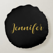 ミニマルモダンリスト書名黒金ゴールド ラウンドクッション (裏面)