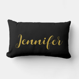 ミニマルモダンリスト書名黒金ゴールド ランバークッション