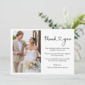 ミニマルモダンリスト書道スクリプトのハート結婚の サンキューカード (スタンド正面)