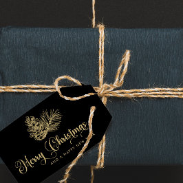 ミニマルモダンリスト植物学メリークリスマススクリプト ギフトタグ