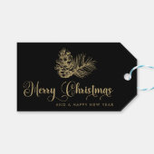 ミニマルモダンリスト植物学メリークリスマススクリプト ギフトタグ (正面(横))