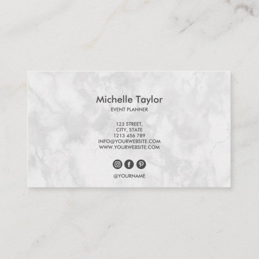 ミニマルモダンリスト白大理石署名スクリプト 名刺 (裏面)