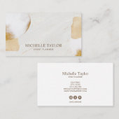 ミニマルモダンリスト白大理石金ゴールド署名バス 名刺 (正面/裏面)