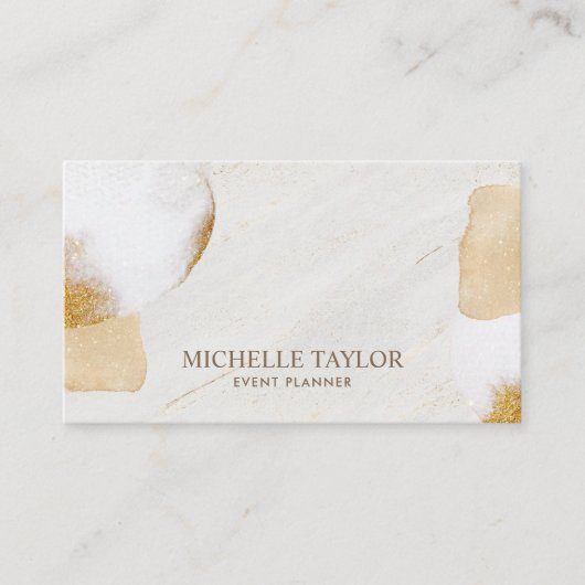 ミニマルモダンリスト白大理石金ゴールド署名バス 名刺 (正面)