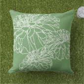 ミニマルモダンリスト白線フローラスケッチ緑 アウトドアクッション (芝生)