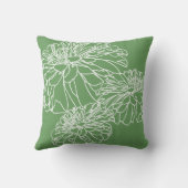 ミニマルモダンリスト白線フローラスケッチ緑 クッション (裏面)