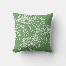 ミニマルモダンリスト白線フローラスケッチ緑 クッション