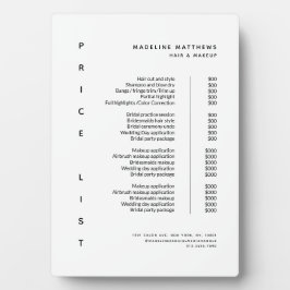 ミニマルモダンリスト白黒サロン価格表 フォトプラーク