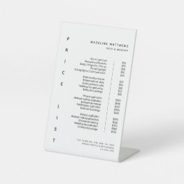 ミニマルモダンリスト白黒サロン価格表 台座サイン