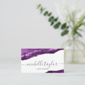 ミニマルモダンリスト紫の瑪瑙の署名スクリプト 名刺 (スタンド正面)