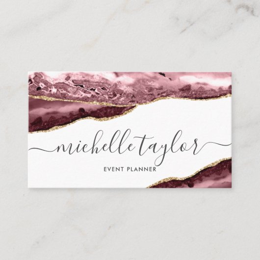 ミニマルモダンリスト紫の瑪瑙の署名スクリプト 名刺 (正面)