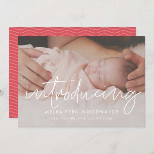 ミニマルモダンリスト紹介ベビー写真 案内状 (正面/裏面)