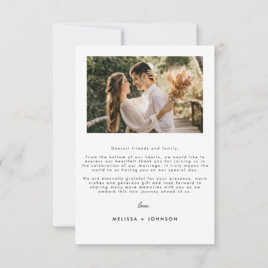 ミニマルモダンリスト結婚の2枚の写真 サンキューカード (裏面)