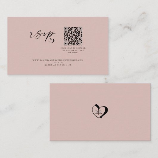 ミニマルモダンリスト結婚スクリプトQRコード エンクロージャーカード (正面/裏面)