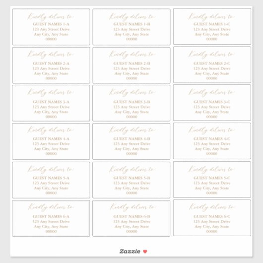 ミニマルモダンリスト結婚ホワイトのゲストアドレス シール (シート)