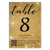 ミニマルモダンリスト結婚金ゴールドのqrコードメニュー テーブルナンバー (裏面)